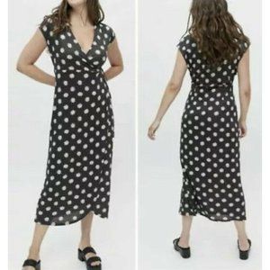 Urban Outfitters  Zina Wrap Midi Dress Carbon Gray Floral Medium-NWT